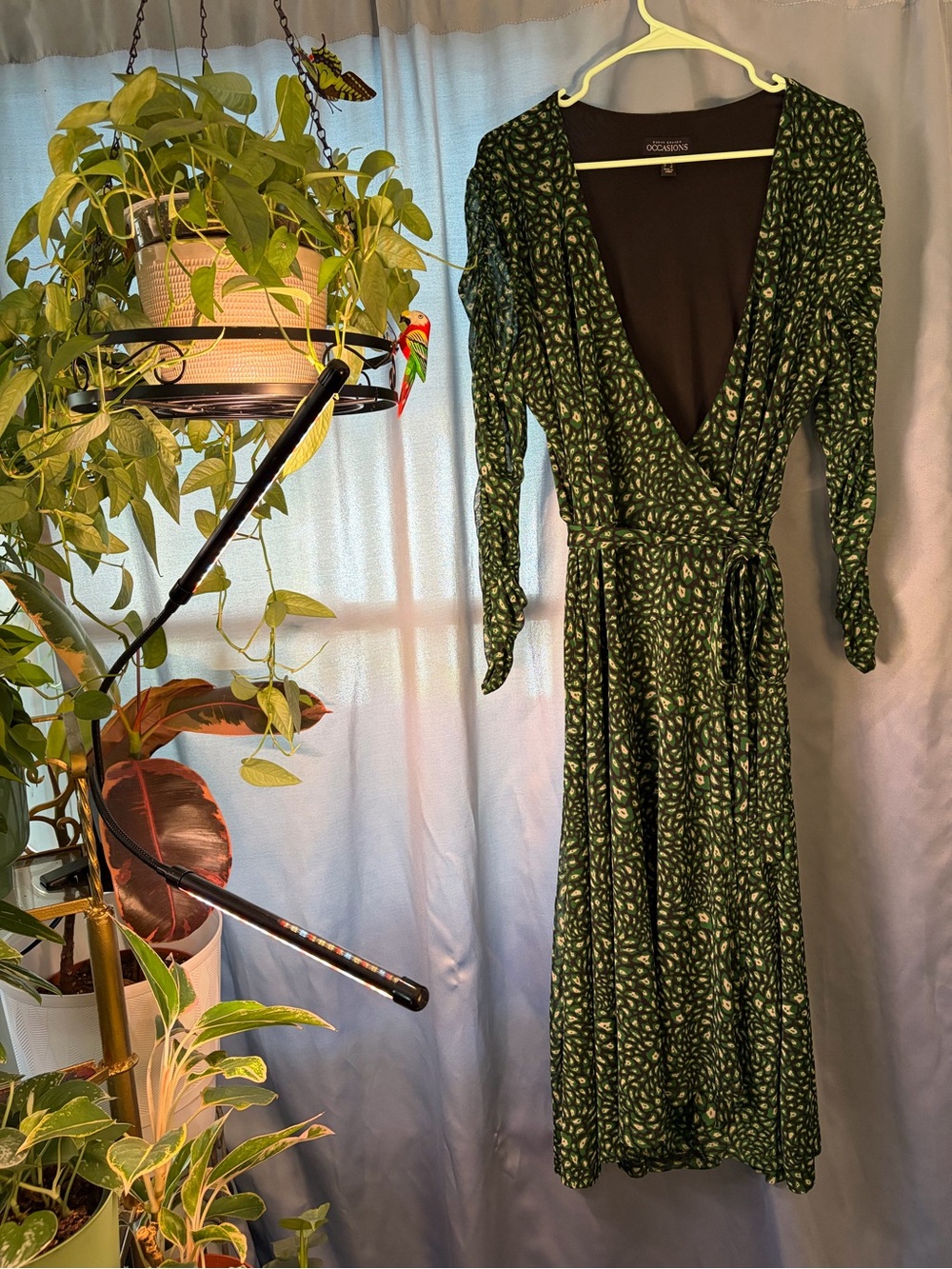 Susan Graver Dark Green Print Wrap Dress